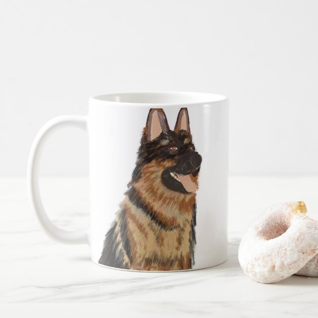 Taza De Café Poster de retrato de chabolas alemán pintado (Con donut)