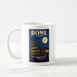 Taza De Café Póster de Roma de Noche Coliseo Luz de Luna Vint