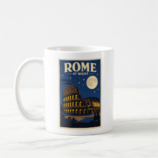 Taza De Café Póster de Roma de Noche | Coliseo Luz de Luna Vint