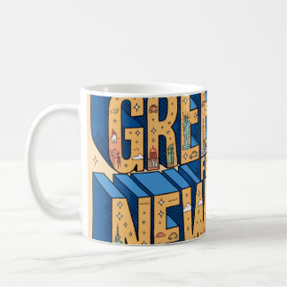 Taza De Café Póster de Tarjeta Postal de Letras Grandes de Nuev