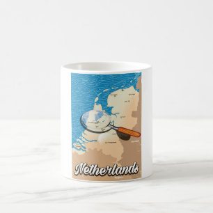 Taza De Café Póster de vacaciones de mapa antiguo de Países Baj