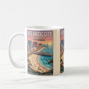 Taza De Café Póster de viaje a Atlantic City, Nueva Jersey