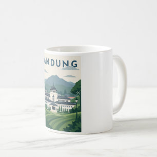Taza De Café Póster de viaje a Bandung Indonesia