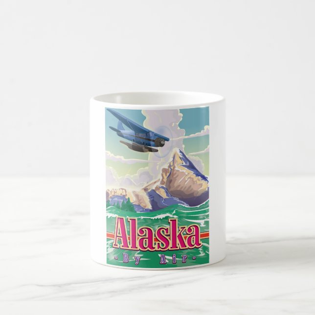 Taza De Café Poster de viaje de Alaska USA. (Centro)