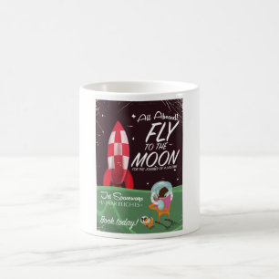 Taza De Café Póster de viaje de dibujos animados de vuelo a la 