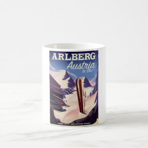 Taza De Café Póster de viaje de esquí de Arlberg Austria