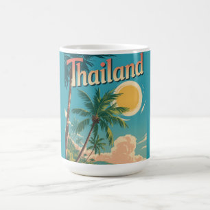 Taza De Café Póster de viaje de estilo vintage de una Tailandia