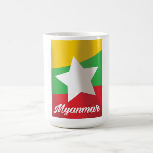Taza De Café Póster de viaje de la bandera de Myanmar