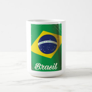 Taza De Café Poster de viaje de la bandera nacional de Brasil