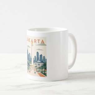 Taza De Café Póster de viaje de Yakarta Indonesia