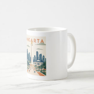 Taza De Café Póster de viaje de Yakarta Indonesia