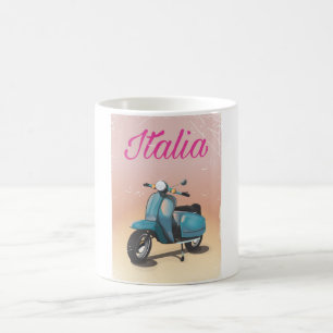 Taza De Café Póster de viaje en scooter Italia