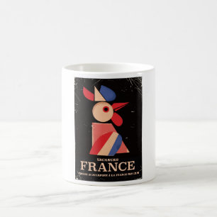 Taza De Café Póster de viaje gallo de Francia vintage