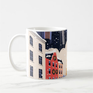 Taza De Café Póster de viaje retro de Navidad de Chicago
