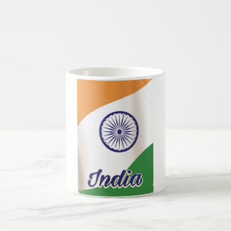 Taza De Café Poster de viaje vintage de la bandera de la India.