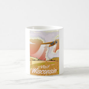 Taza De Café Póster de viaje vintage de Wisconsin