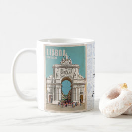 Taza De Café Poster de viajes de época. Arco de la calle Lisboa