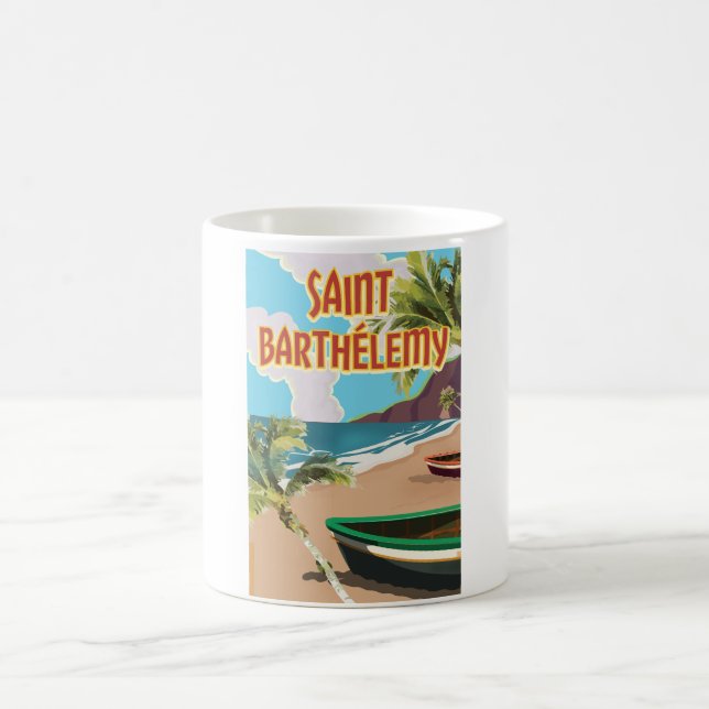 Taza De Café Poster de Viajes de la Isla de San Bartolomé (Centro)