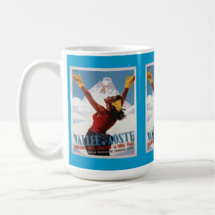 Taza De Café Poster del esquí del vintage, Italia, Valle de