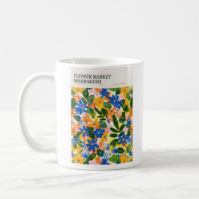 Taza De Café Poster del mercado de las flores de Marrakech (Izquierda)