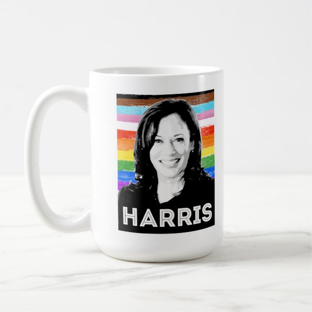 Taza De Café Poster del orgullo Harris inclusivo (Izquierda)