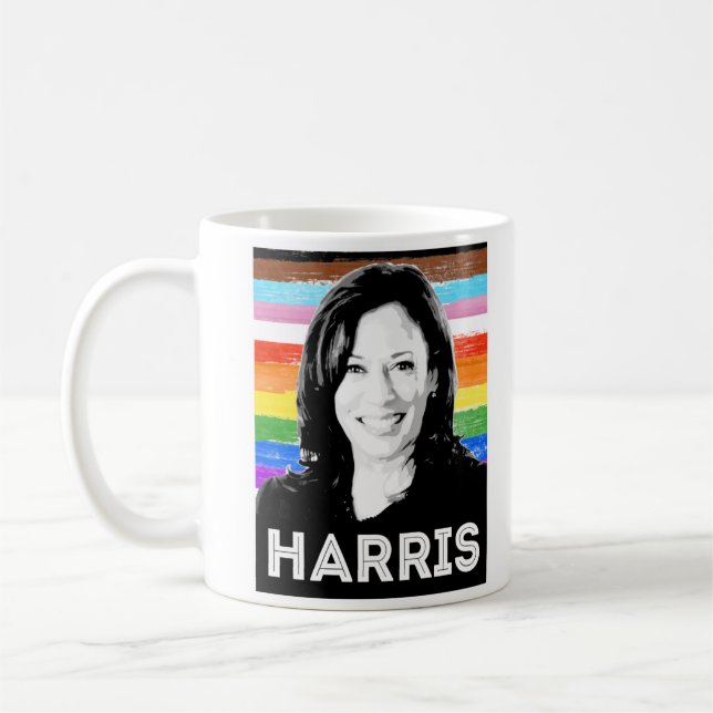 Taza De Café Poster del orgullo Harris inclusivo (Izquierda)