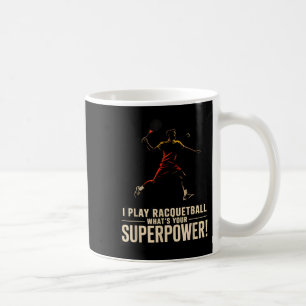 Taza De Café Póster retro de súper poder divertido de raquetbol