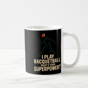 Taza De Café Póster retro de súper poder divertido de raquetbol