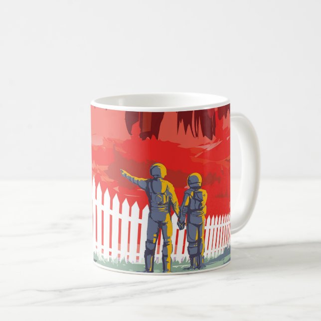 Taza De Café Poster Retro Espacial De Kepler-186f. (Anverso derecho)