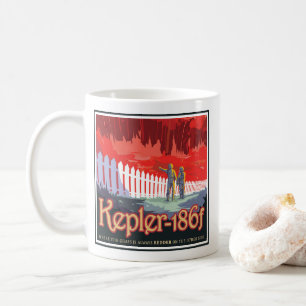 Taza De Café Poster Retro Espacial De Kepler-186f.