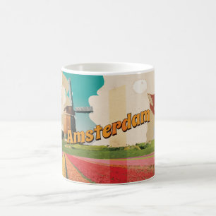 Taza De Café Póster vintage de viaje a Amsterdam