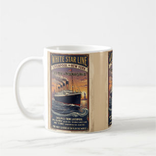 Taza De Café Póster vintage de White Star Line Olympic y Titani