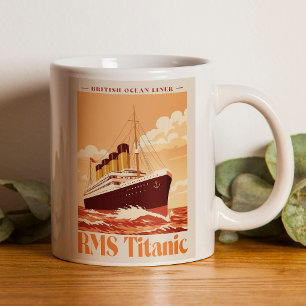 Taza De Café Póster Vintage RMS Titanic. Arte Retro de Transatl