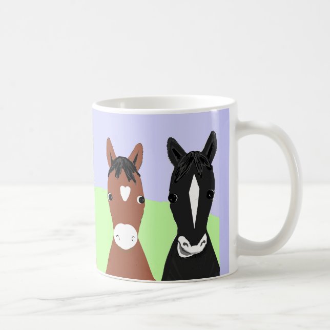 Taza De Café Posters divertidos del caballo, blanqueados o (Derecha)