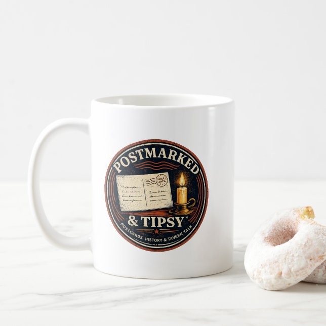 Taza de café Postmarked & Tipsy (Con donut)