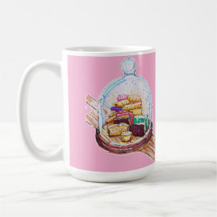 Taza De Café Postres bajo la cúpula de vidrio