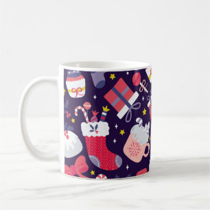 Taza De Café postres navidades, estampado estelar vintage.