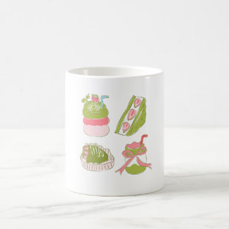 Taza De Café Postres y bebidas de matcha y fresa lindos