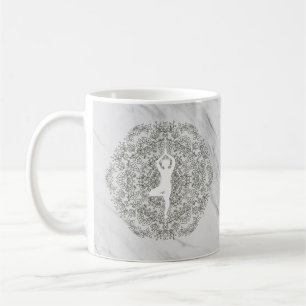 Taza De Café Postura de Namaste de Yoga Patrón de Mandala