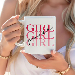 Taza De Café Potencia chica   Feminista Rosa Moderno