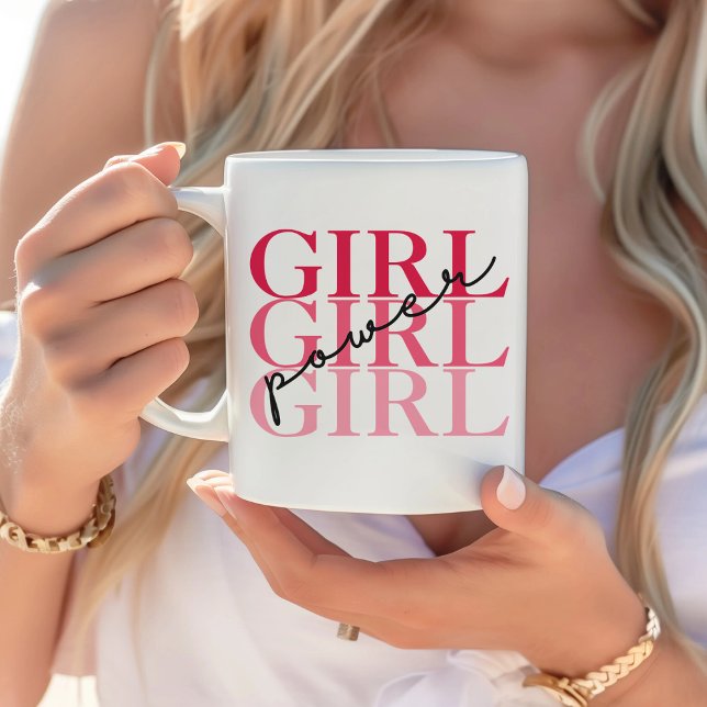 Taza De Café Potencia chica | Feminista Rosa Moderno (Subido por el creador)