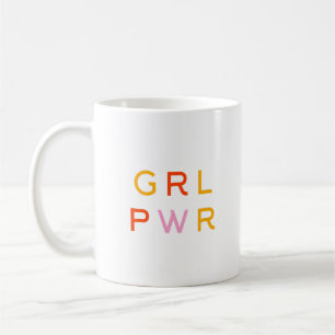 Taza De Café Potencia chica   GRL PWR   Feminista moderna   Mín