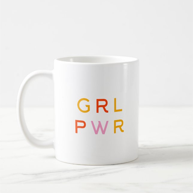Taza De Café Potencia chica | GRL PWR | Feminista moderna | Mín (Izquierda)