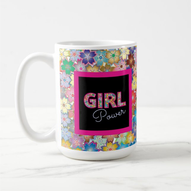 Taza De Café Potencia chica | Mujer de Flor Silvestre Rosa (Izquierda)