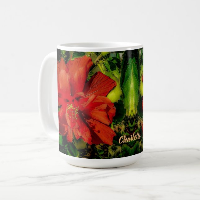 Taza De Café Potencia de flor roja (Anverso izquierdo)