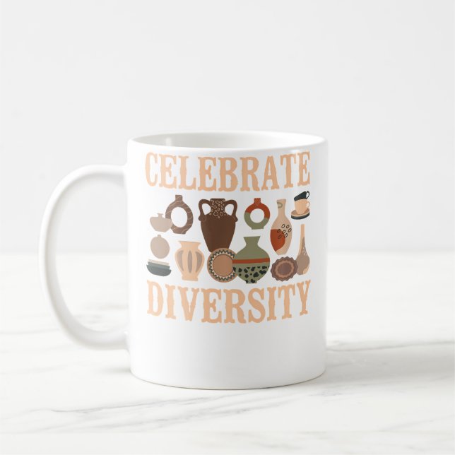 Taza De Café Pottery Ceramics Artist Celebrate Diversity (Izquierda)
