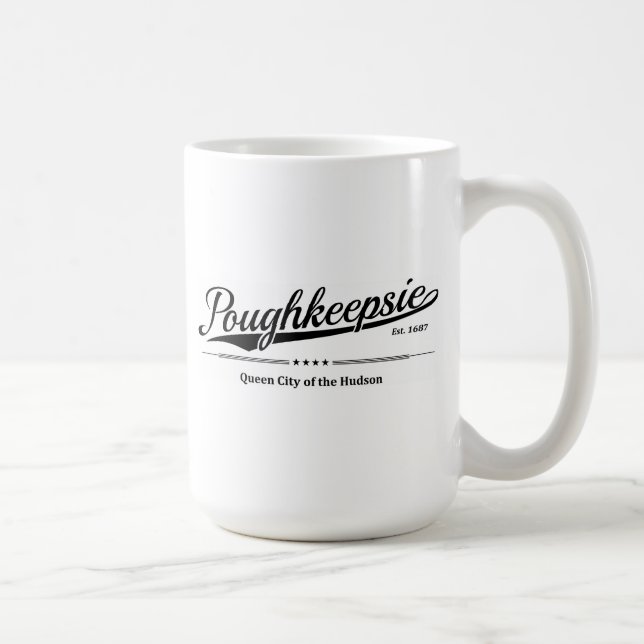 Taza De Café Poughkeepsie - Ciudad Reina del Hudson - Negro (Derecha)