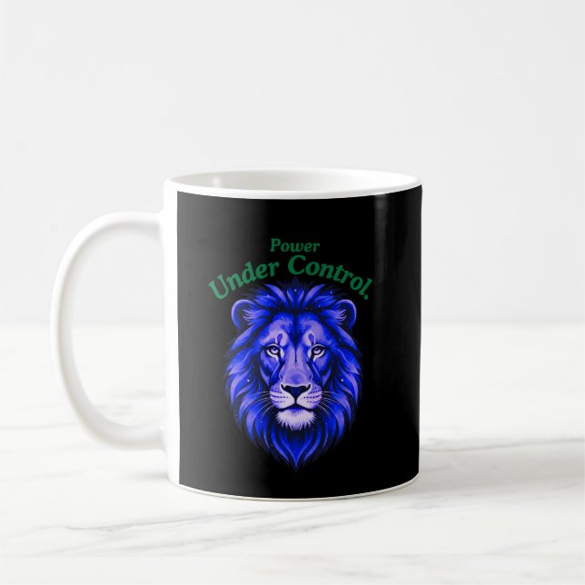 Taza De Café Power Under Control Cosmic Lion Face Minimal (Izquierda)