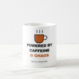 Taza De Café Powered By Caffeine And Chaos Funny Coffee Mug