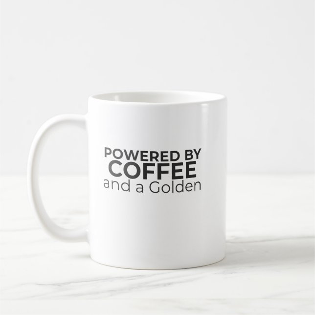 Taza De Café Powered by Coffee and a Golden Retriever Coffee (Izquierda)